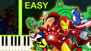 AVENGERS EARTHS MIGHTIEST HEROES  EASY Piano Tutorial [upl. by Ramirolg]