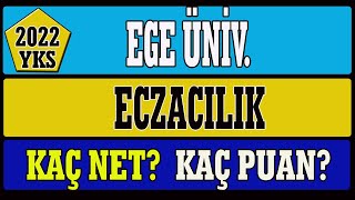 ege üniversitesi eczacılık kaç net kaç puan yks 2022 [upl. by Halie]