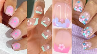 EASY FLOWER NAILS TUTORIAL  how to do flower nails beginner friendly nails at home spring nails [upl. by Akkim]