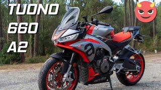 Test Aprilia Tuono 660 A2  Meilleure moto A2  😈 [upl. by Abas788]