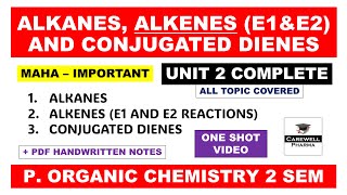 Unit 2 Complete  Alkane Alkene and Conjugated dienes  E1 and E2 Reactions  Carewell Pharma [upl. by Riane996]