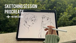 Sketching session  pencil and bird sounds ASMR draw with me [upl. by Anamuj622]