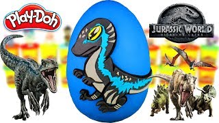 Huevo Sorpresa Gigante de Blue Velociraptor Bebe de Jurassic World 2 Plastilina Play doh Español [upl. by Lonyer970]