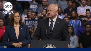 VP pick Walz makes first remarks at Philadelphia rally [upl. by Llehcram]