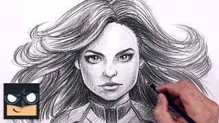 How To Draw Captain Marvel  Sketch Art Lesson Step by Step [upl. by Duong206]