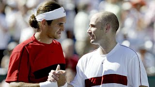 Roger Federer vs Andre Agassi 2004 Indian Wells SF Highlights [upl. by Ahsinal]