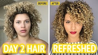 HOW I REFRESH MY CURLY HAIR WITH NO HEAT OR FRIZZ [upl. by Akemrej]