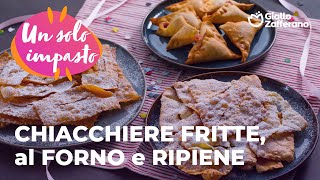 CHIACCHIERE di CARNEVALE FRITTE al FORNO e RIPIENE con 1 SOLO IMPASTO🤤🎭✨ [upl. by Daniell639]