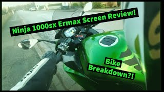 Ninja 1000sx  Ermax Race Sport Screen Review amp Gearbox Problems [upl. by Ytsanyd]