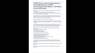 CVENT Exam Cvent 2 0 Assessment Event Management CVENT Terminology Event Status  Test Mode Cv [upl. by Nebe]