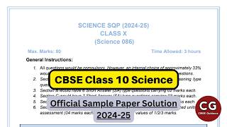 CBSE Class 10 Science Official Sample Paper 202425  Complete Solution [upl. by Annoyk]