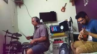 A Fatherson cover of Papa Kehte Hain  Drums and Ukulele  Mathew and Ronnie Mathew [upl. by Hsinam]