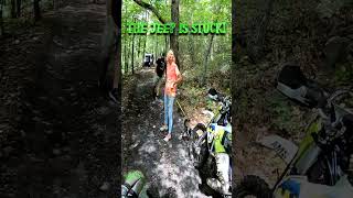 JEEPERS stuck in the trail  2 stroke dirt bike  Husqvarna te150  Kawasaki KX250  AOAA [upl. by Annayar]