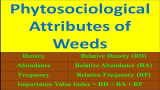 Phytosociological Attributes of Weeds [upl. by Fasa]