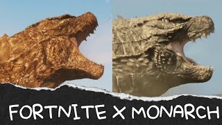 GODZILLA AWAKENS  Fortnite X Monarch  movie vs game comparison [upl. by Cirek]