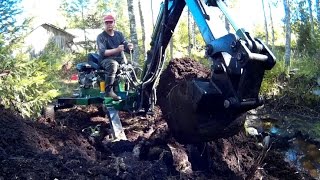 Digging pond continues  Mini towable backhoe minibagger Kellfri [upl. by Herra369]