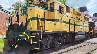 Conway Scenic EMD GP38 252 departs North Conway Station [upl. by Akeryt]