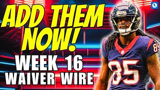 9 MUST ADD Waiver Wire Pickups For Week 16  Fantasy Football 2023  Clyde EdwardsHelaire amp More [upl. by Gristede]