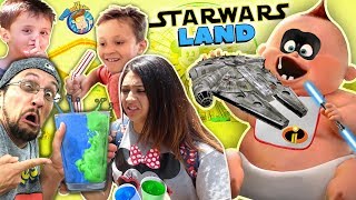 BLUE vs GREEN MILK in STAR WARS LAND FV Family Rides INCREDIBLES JACK JACK Coaster [upl. by Ahsinit686]