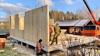 Building of a house out of large wooden panels  Stepbystep guide [upl. by Currie]