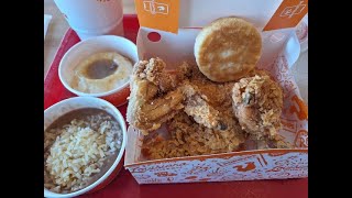 Christmas MukbangMonday Popeyes Louisiana Kitchen Spicy Chicken meal [upl. by Atnima]