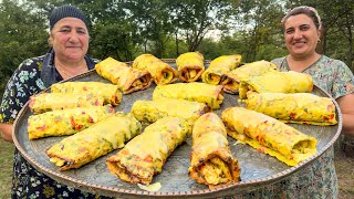 Rustic Village Recipes Grandma Cooking Pan Shawarma and Stuffed Pickled Plum  Oven Baked Shawarma [upl. by Itirp]