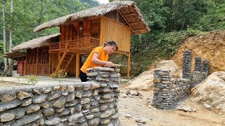 Country girl and how to build a beautiful and easy stone fence  stone wall [upl. by Garnett]