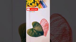 Crayon leaf rubbing leaftracing leaf oilpastel spirograph art satisfying relaxing shorts [upl. by Sille]