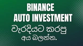 Binance auto investment වැරදියට කරපු අය බලන්න [upl. by Trebmal]