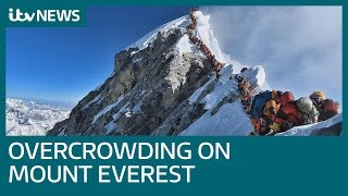 Striking image reveals reality of overcrowding on Mount Everest  ITV News [upl. by Forlini]