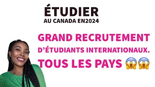 🚨Étudier Au Canada 🇨🇦 en 2024 Grand Recrutement d’étudiants internationaux Tous Les Pays🔔 [upl. by Cyrie]