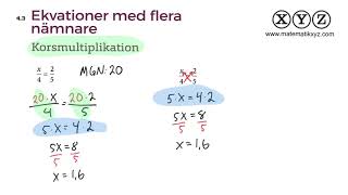 Z 43 Ekvationer med flera nämnare [upl. by Windzer69]