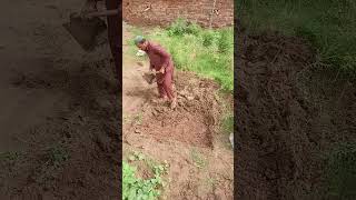 Digging a building foundation pit Digging pit building foundation shortsvideo viralvideo [upl. by Grondin]