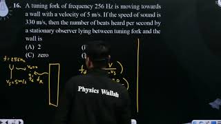 A tuning fork of frequency 256 Hz is moving towards a wall with a velocity of 5 ms If the spee [upl. by Bekah]