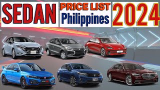 Sedan Price List in Philippines 2024 [upl. by Imhsar740]