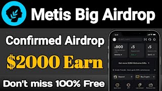 metis Today New Crypto Airdrop Testnet Airdrop Free Earn CryptoCurrency100 Free [upl. by Meyer]