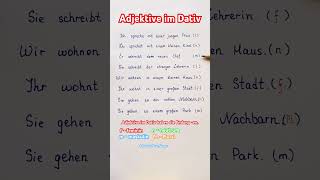 Deklination der Adjektive deutsch deutschlernen dativ deutschonline german learngerman shorts [upl. by Quintie]