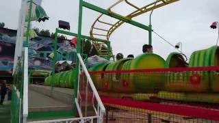 Caterpiller Roller Coaster Ride At Brean Theme Park June 2016 [upl. by Rudelson461]