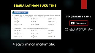 BAB 1 TINGKATAN 4 UNGKAPAN KUADRATIK PRAKTIS KENDIRI 11 A [upl. by Nahtnahoj]