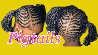 How to do PIGTAILS PONYTAILS braids kid styles [upl. by Adi]