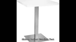 SixBros Bartisch Bistrotisch Tisch Weiß Eckig Edelstahlfuß 60x60x75  MBT601855 [upl. by Kermy]