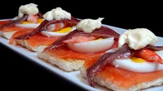 Pintxo de salmon y anchoa Recetas de pintxos [upl. by Aneehsram599]