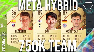 BEST META 750K HYBRID TEAM SQUAD BUILDER TO GET MORE WINS  FIFA 22 [upl. by Ecyak476]