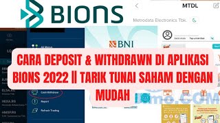 CARA DEPOSIT DAN WITHDRAWN REKENING BNI SEKURITAS BIONS  BELAJAR NABUNG SAHAM MUDAH amp CEPAT 2022 [upl. by Suehtomit]