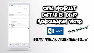 CARA MEMBUAT DAFTAR ISI DI WORD HP TERBARU  KARYA TULIS ILMIAH [upl. by Ettolrahs]