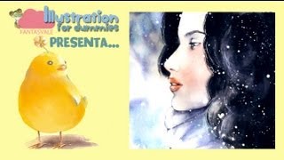 Acquerello tutorial RITRATTO  ragazza nella neve [upl. by Yenolem93]