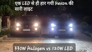 TATA NEXON LIGHT COMPARISON  STOCK vs MODIFIED  HALOGEN vs HID [upl. by Tinya555]