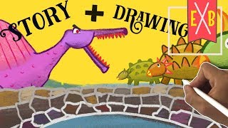 Dinosaur Story Book Billy Goat Gruff story dinosaur fairy tale  how to draw [upl. by Tocci399]