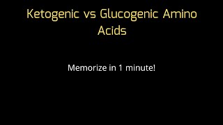 Memorize Ketogenic and Glucogenic Amino Acids in ONE MINUTE  Biochemistry MCAT [upl. by Cadmar]