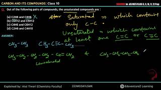 Out of the following pairs of compounds the unsaturated compounds are a C2H6 and C4H6 b C6H12 [upl. by Kimberlyn]